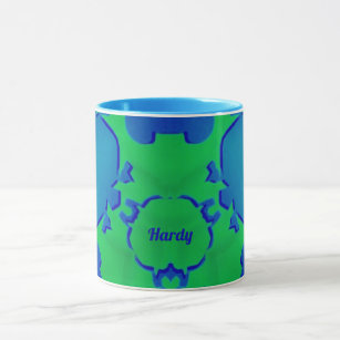 HARDY ~ Zany 3D Fractal ~ Blue and Green  Mug