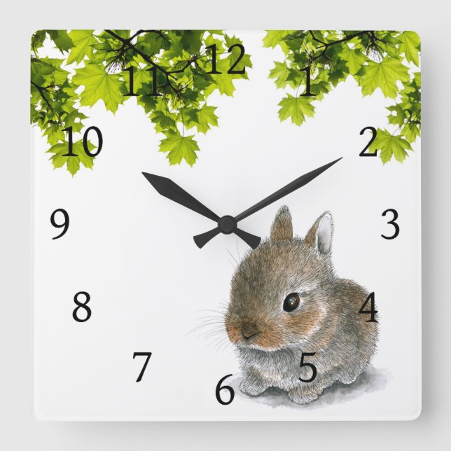 Hare 61 rabbit square wall clock (Front)