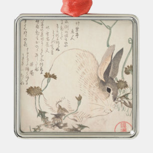 Hare and Dandelion, Kubo Shunman, Japanese art Metal Tree Decoration