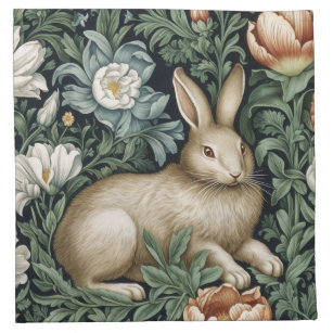 Hare and flowers in the garden art nouveau style napkin