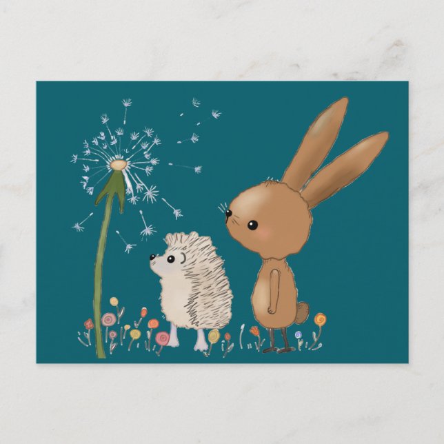 Hare and Hedgehog Postcard (Front)