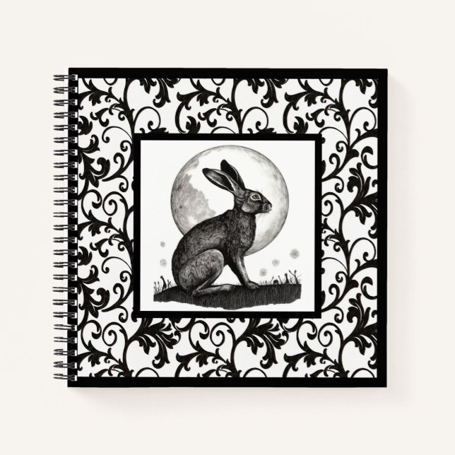 Hare and Moon Spiral Notebook (Front)