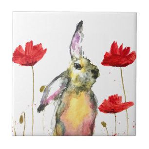 Hare Animal Watercolor Bunny Rabbits Forest Tile