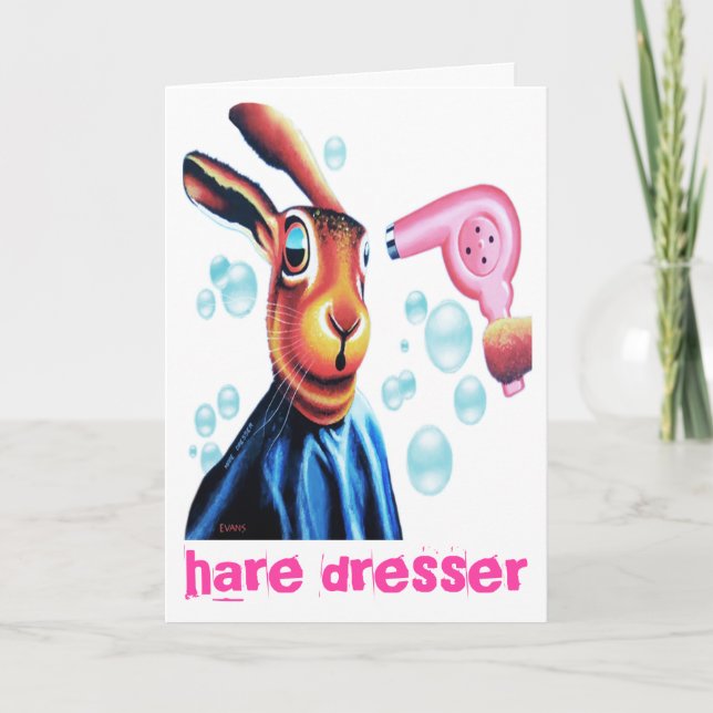 Hare at the hare dressers. card (Front)