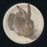 Hare (by Albrecht Dürer) Paper Plate<br><div class="desc">This design features a watercolor painting by Albrecht Dürer (1471–1528), who was an artist, printmaker and theorist of the German Renaissance. It is a portrait of a hare resting on its hind legs, as though it is about to leap up aggressively. Hares and jackrabbits are leporids belonging to the genus...</div>