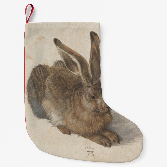 Hare (by Albrecht Dürer) Small Christmas Stocking (Front)