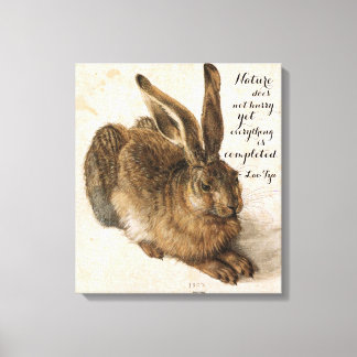 Hare by Durer with Nature Quote 17 x 19 Inch Canvas Print