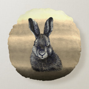 Hare drawing throw pillow