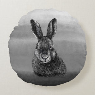 Hare drawing throw pillow