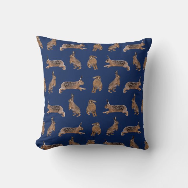 Hare Frenzy Pillow (Navy) (Front)