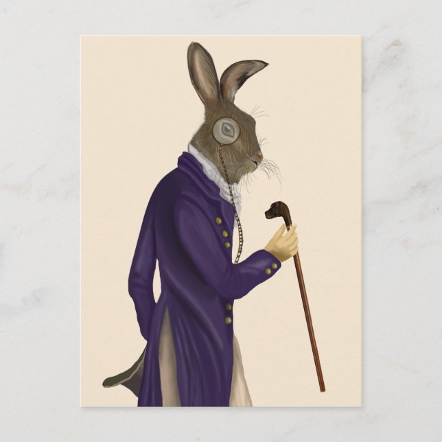 Hare In Purple Coat 2 Postcard (Front)