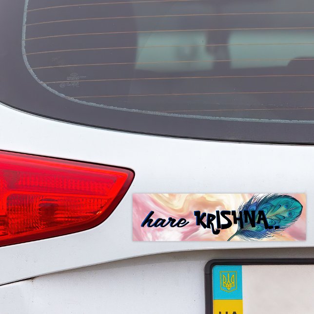 "Hare Krishna" Peacock Feather Hindu Bumper Sticker (Creator Uploaded)