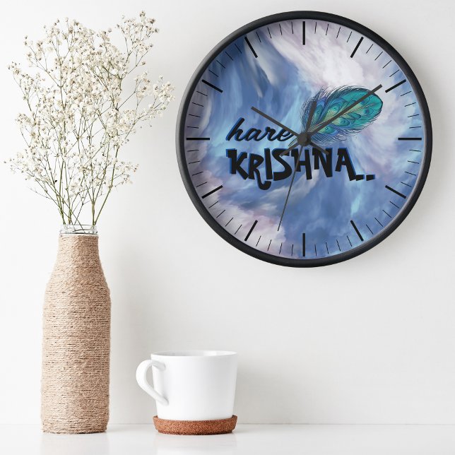 "Hare Krishna" Peacock Feather Hindu Clock (Creator Uploaded)