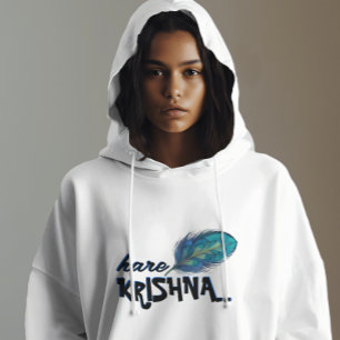 "Hare Krishna" Peacock Feather Hindu Hoodie