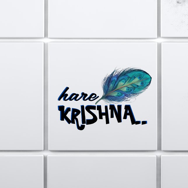"Hare Krishna" Peacock Feather Hindu Tile (Creator Uploaded)