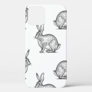 Hare or rabbit. Seamless pattern with forest anima iPhone 12 Case