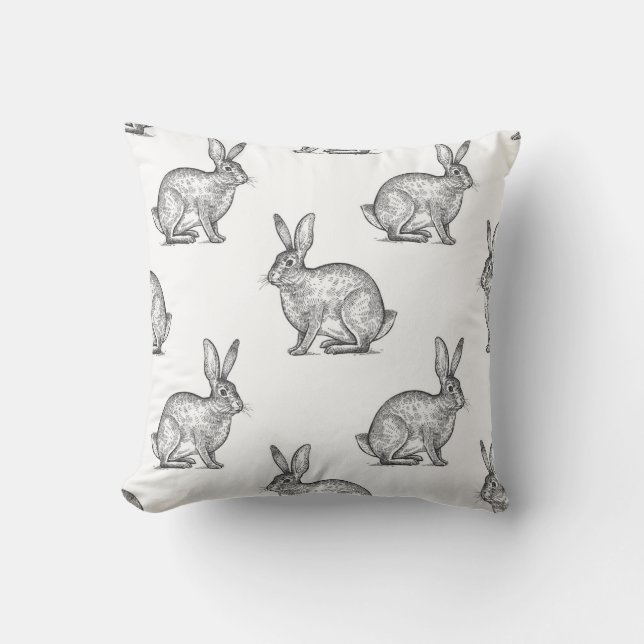Hare or rabbit. Seamless pattern with forest anima Cushion (Front)