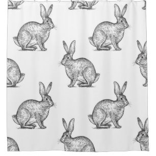 Hare or rabbit. Seamless pattern with forest anima Shower Curtain