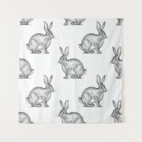 Hare or rabbit. Seamless pattern with forest anima