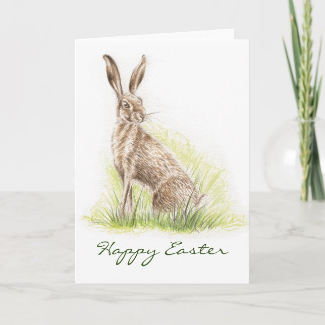 Hare Print Easter Card (Front)