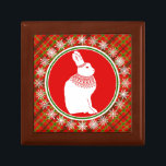 Hare Rabbit Silhouette Red Christmas Plaid Tartan Gift Box<br><div class="desc">A charming hare or rabbit winter silhouette graphic on a background of red and green tartan check pattern with snowflakes. Perfect design for Christmas gifts and the Holidays.</div>