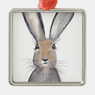 Hare rabbit watercolor metal tree decoration