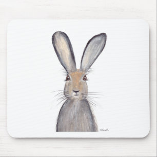 Hare rabbit watercolor mouse pad