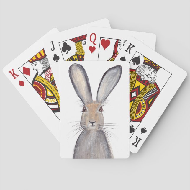 Hare rabbit watercolor playing cards (Back)
