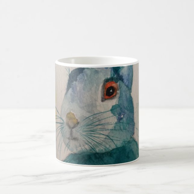 Hare Rabbit Watercolour Blue  Coffee Mug (Center)