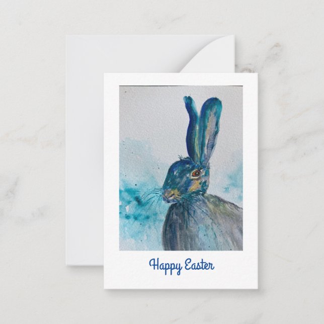 Hare Rabbit Watercolour  easter Card (Front)