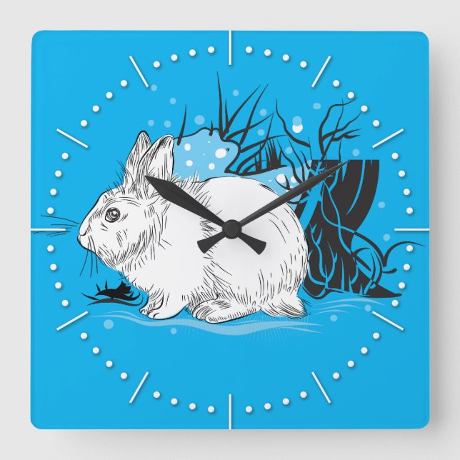 Hare Square Wall Clock (Front)