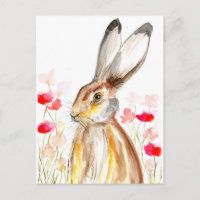 Hare watercolor animal cute rabbit woodland