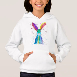 Hare watercolor wild animal cute Girl Hoodie 