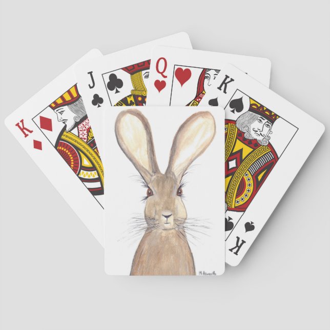 Hare watercolour painting playing cards (Back)