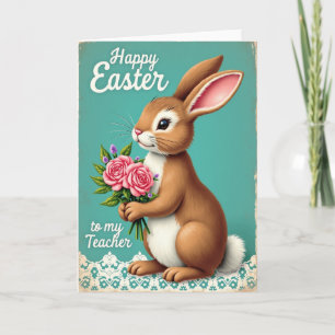 Hare With Flowers Springtime Card