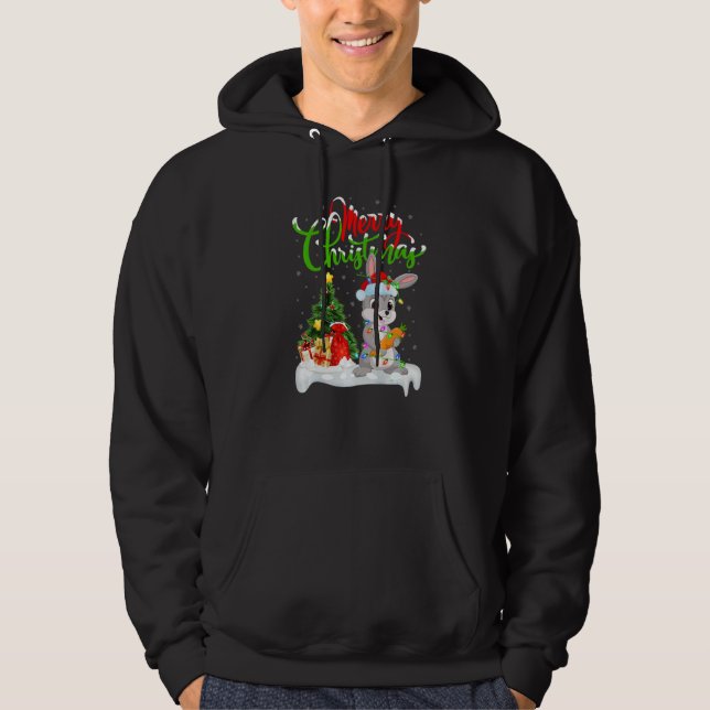 Hare  Xmas Decorations Santa Hare Christmas Hoodie (Front)