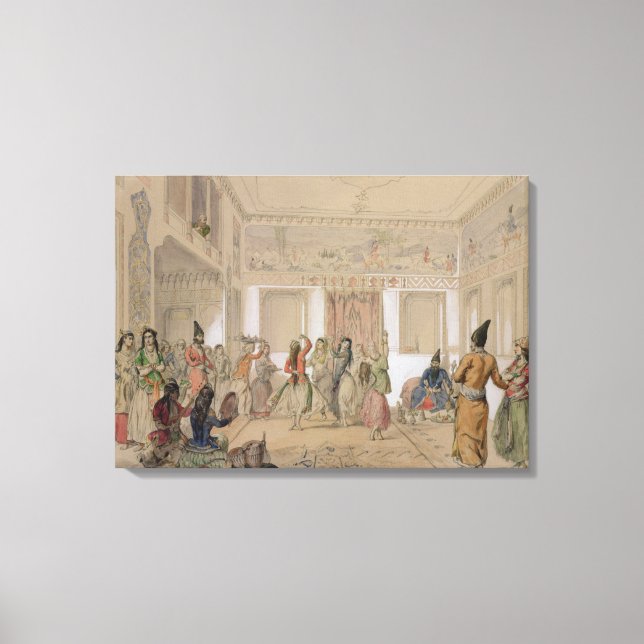 Harem Feast, Tehran (pencil & w/c on paper) Canvas Print (Front)