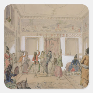 Harem Feast, Tehran (pencil & w/c on paper) Square Sticker