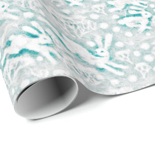 Hares Field Bunnies Rabbits Winter Pattern White Wrapping Paper