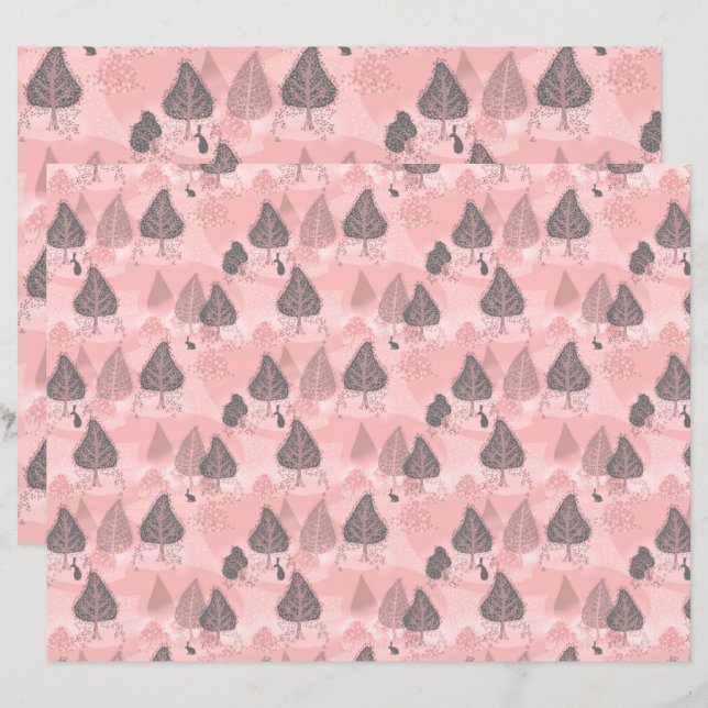 Hares in The Autumn Forest Pink (Front/Back)