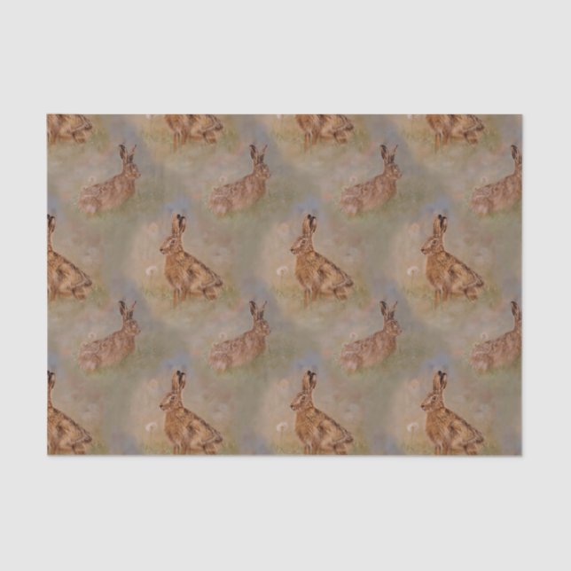Hares, rabbitss dandelions summer tissue paper (Front)
