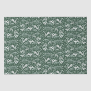 Hares Snow Field White Rabbit Winter Pattern Green Tissue Paper