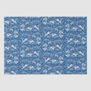 Hares Snow Field White Rabbits Winter Pattern Blue Tissue Paper