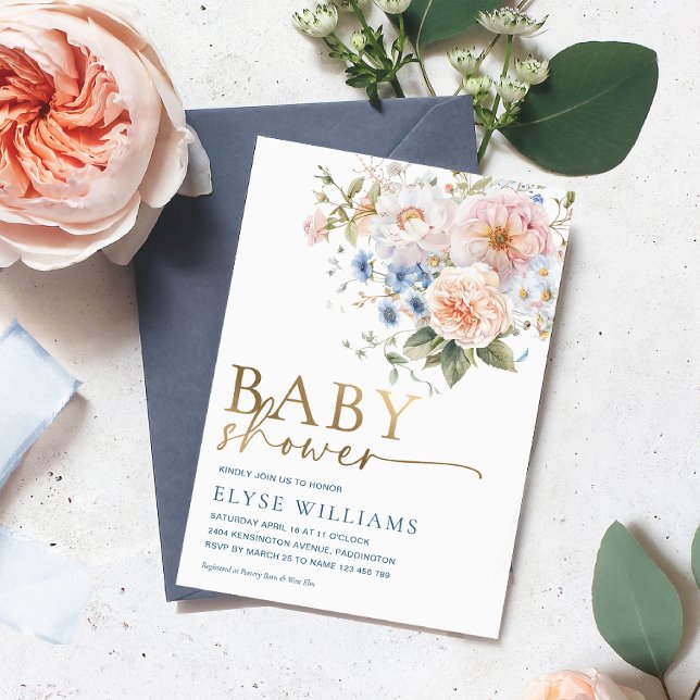 Hargrove Blue Floral Baby Shower Gold (Creator Uploaded)