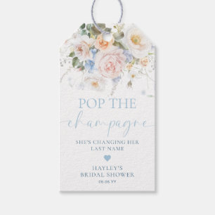 Hargrove Blue Floral Pop The Champagne Shower Gift Tags