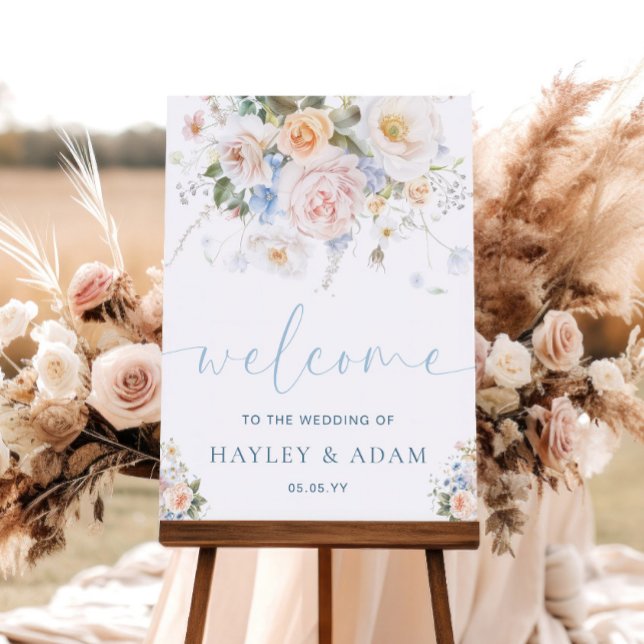 Hargrove Blue Floral Wedding Welcome Sign (Creator Uploaded)