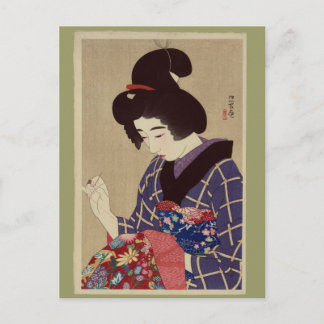"Hari shigoto" (Sewing) by Itō Shinsui Postcard