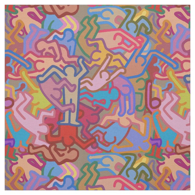 Haring Inspired Chaos  Fabric (Swatch)