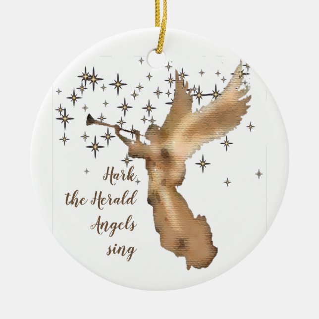 Hark the Herald Angels Sing Christmas Ceramic Tree Decoration (Front)
