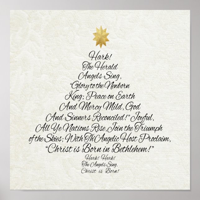 Hark the Herald Angels Sing Christmas Tree Poster (Front)